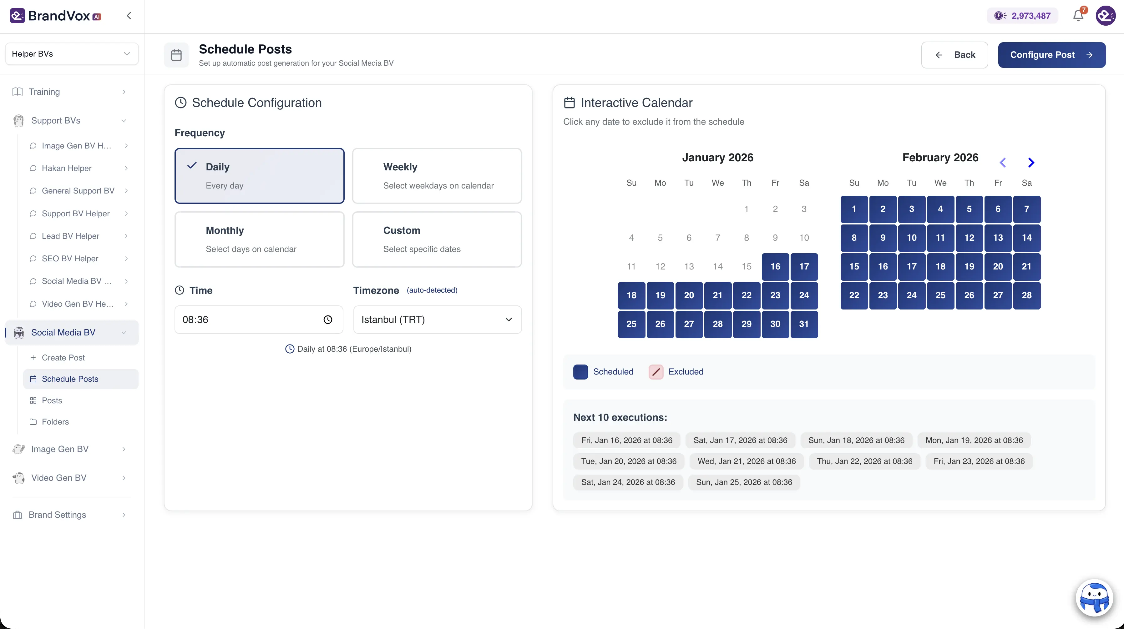 Social Media BV application screenshot