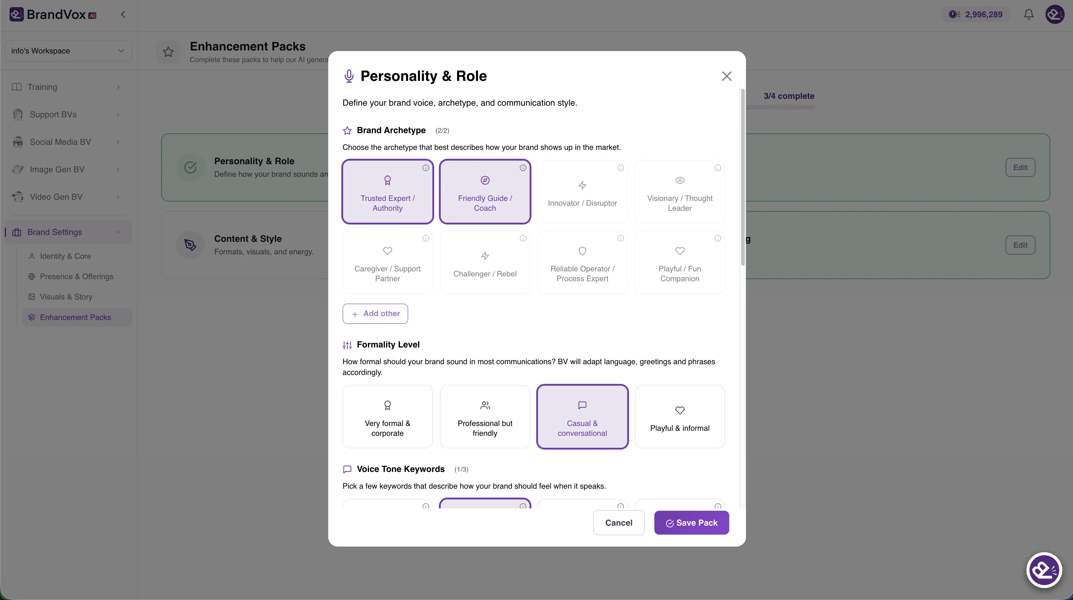 Voice selection interface