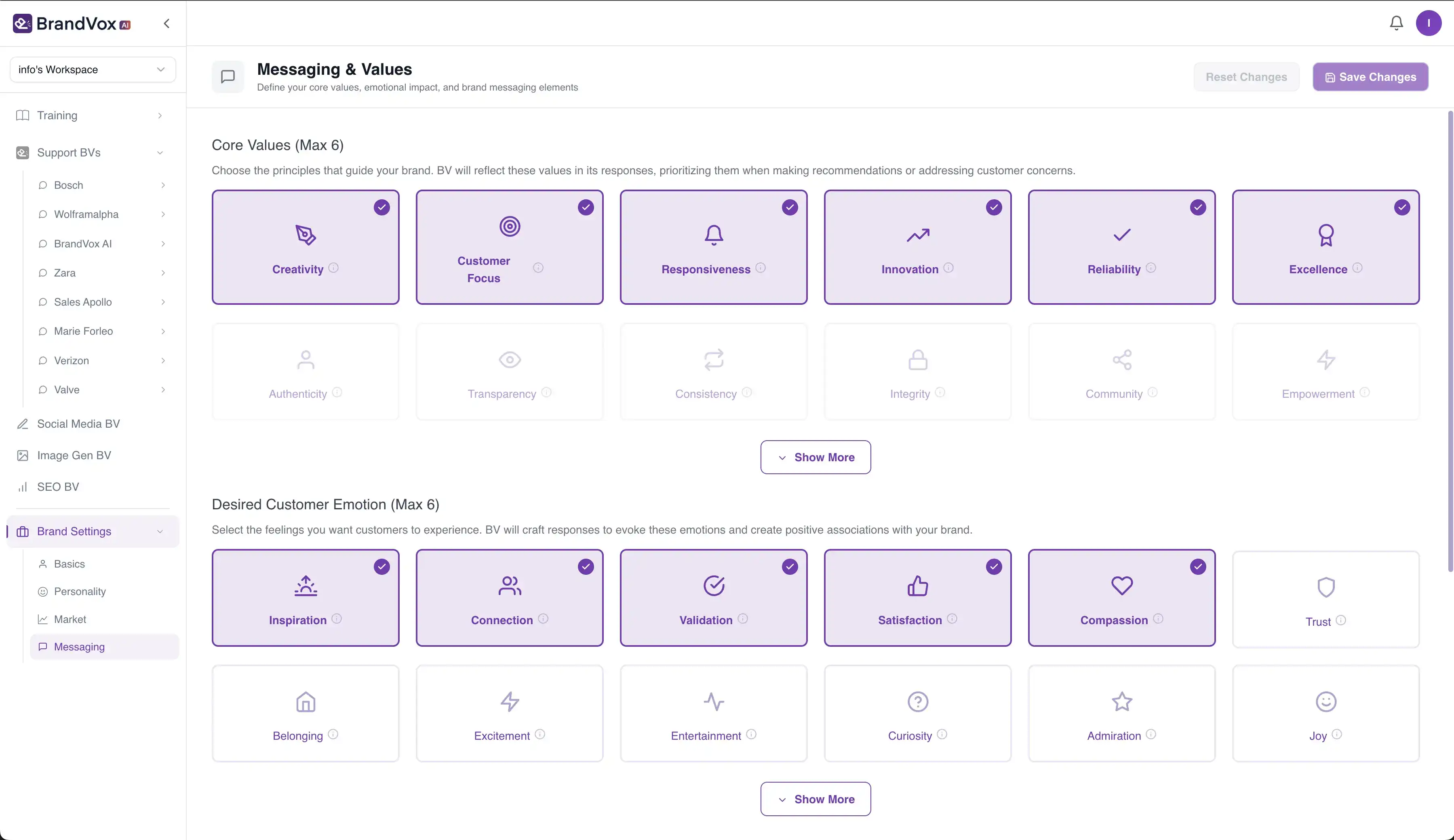Voice selection interface